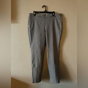Anne Klein Brown & White multi colored Micro-Check Straight Leg Pants